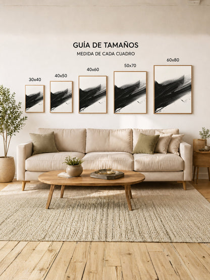 Cuadro Decorativo Abstracto, Diagonal Pincel Negro