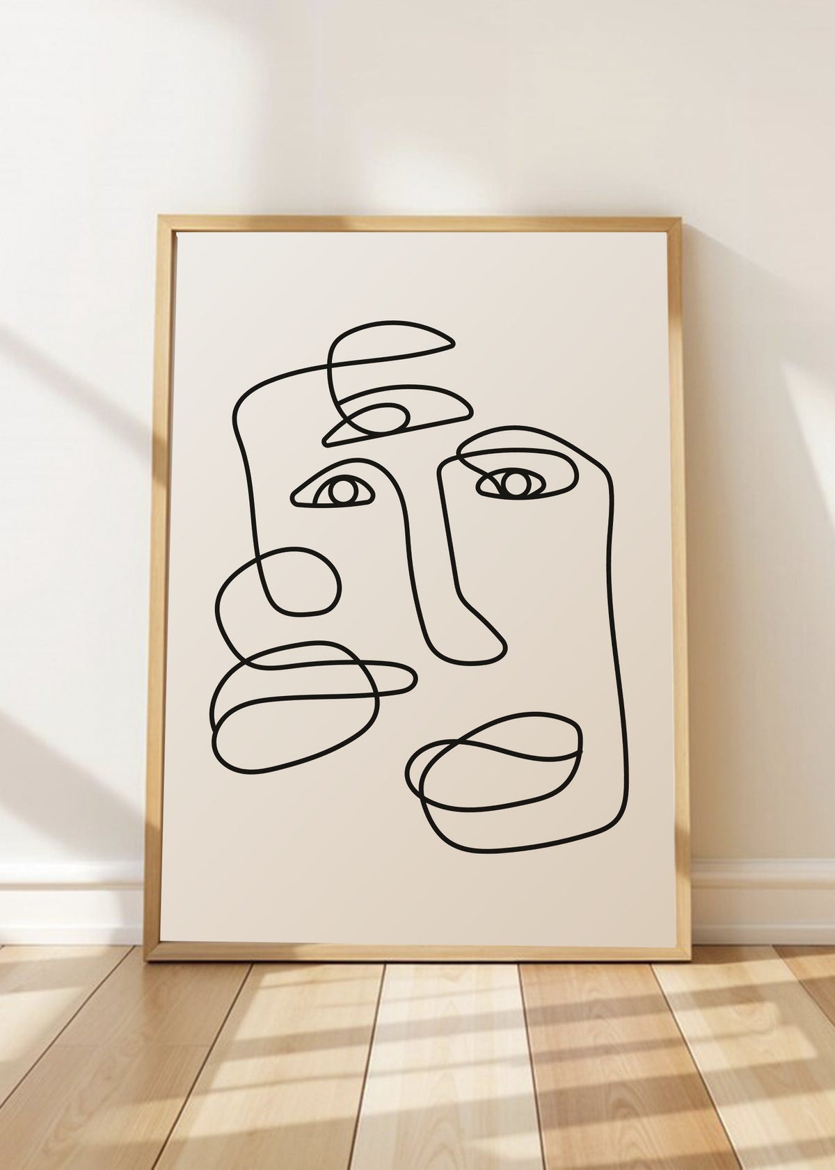 Cuadro Decorativo Abstracto, Dos Rostros Línea Continua