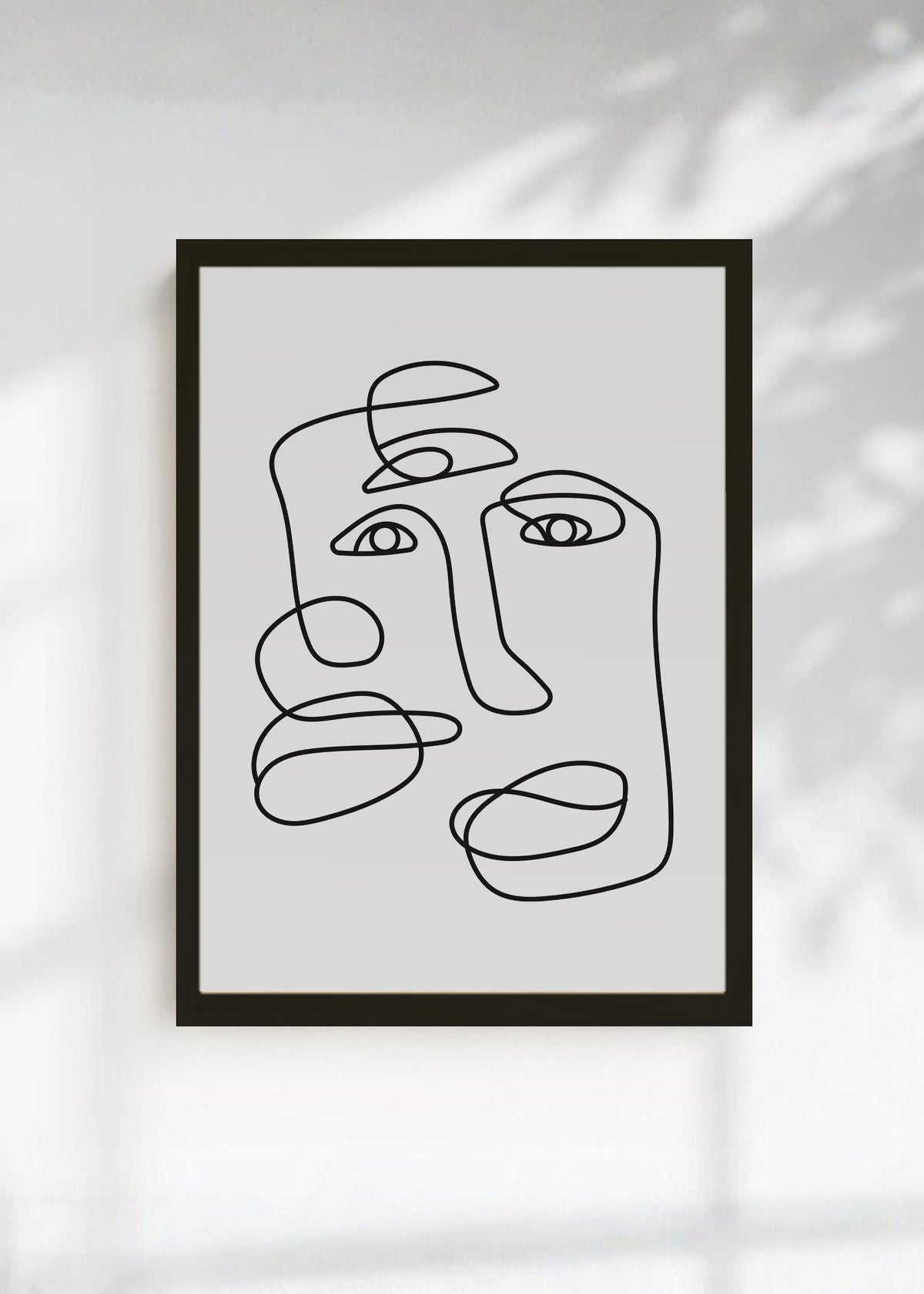 Cuadro Decorativo Abstracto, Dos Rostros Línea Continua