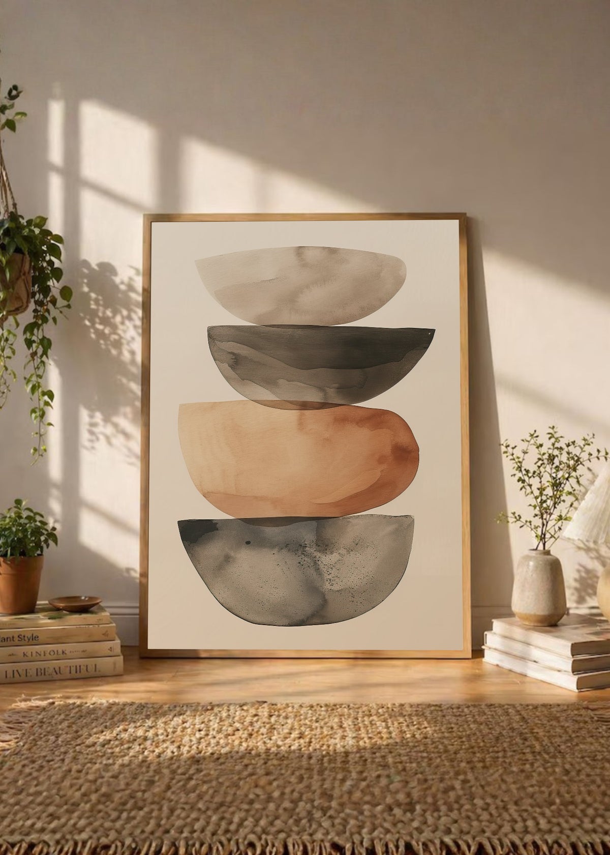 Cuadro Decorativo Abstracto, Formas Apiladas Durazno