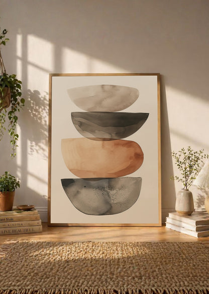 Cuadro Decorativo Abstracto, Formas Apiladas Durazno