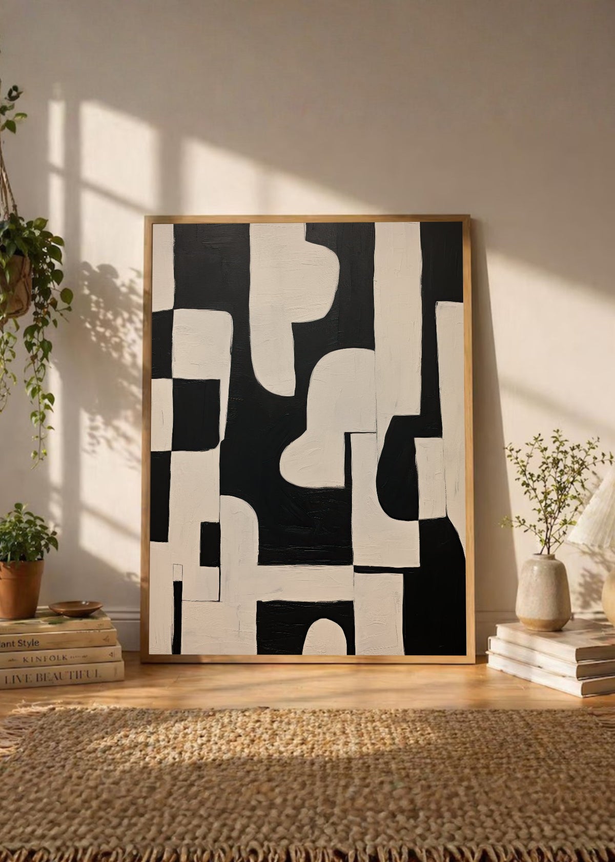 Cuadro Decorativo Abstracto, Formas Columna Negro