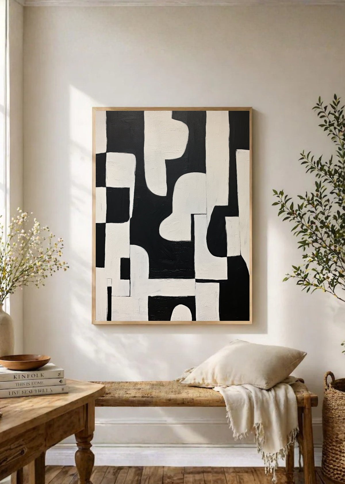 Cuadro Decorativo Abstracto, Formas Columna Negro