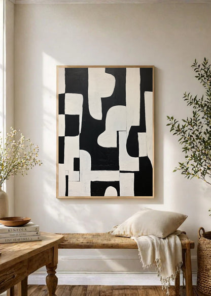 Cuadro Decorativo Abstracto, Formas Columna Negro