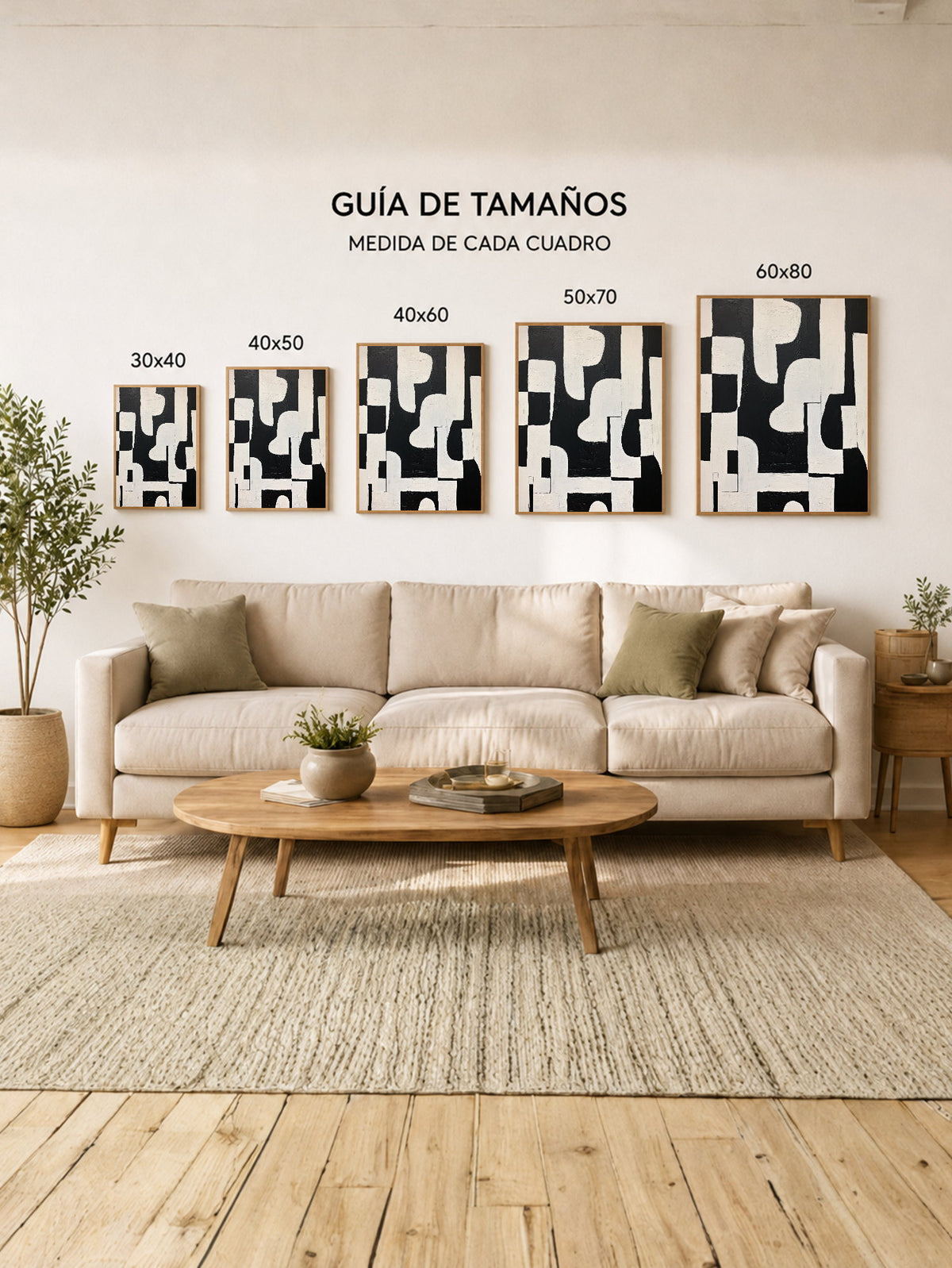 Cuadro Decorativo Abstracto, Formas Columna Negro