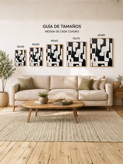 Cuadro Decorativo Abstracto, Formas Columna Negro