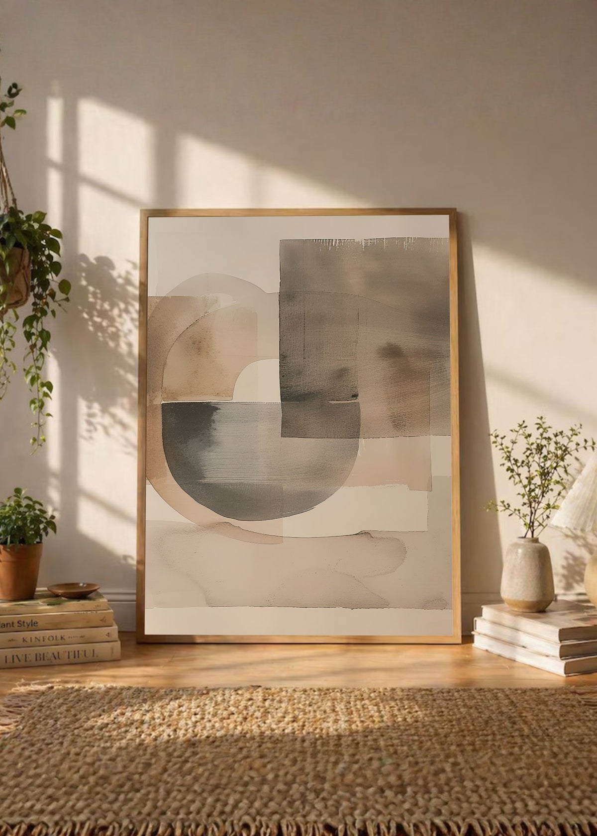 Cuadro Decorativo Abstracto, Formas Gris Superpuestas
