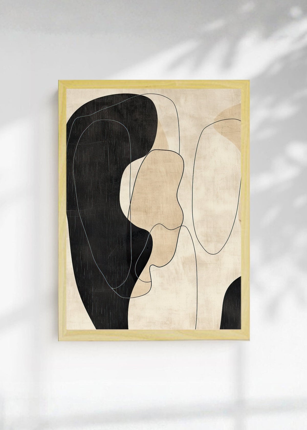 Cuadro Decorativo Abstracto, Formas Línea Negro Beige