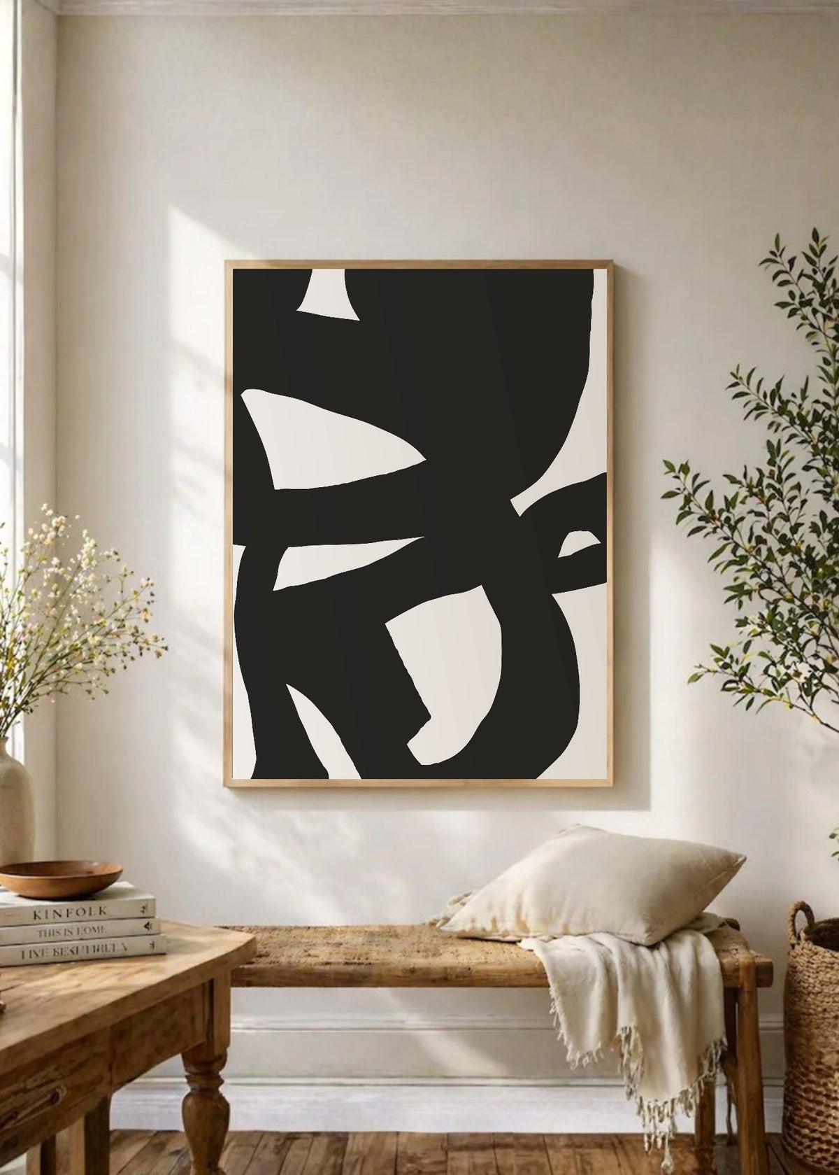 Cuadro Decorativo Abstracto, Formas Negras Orgánicas