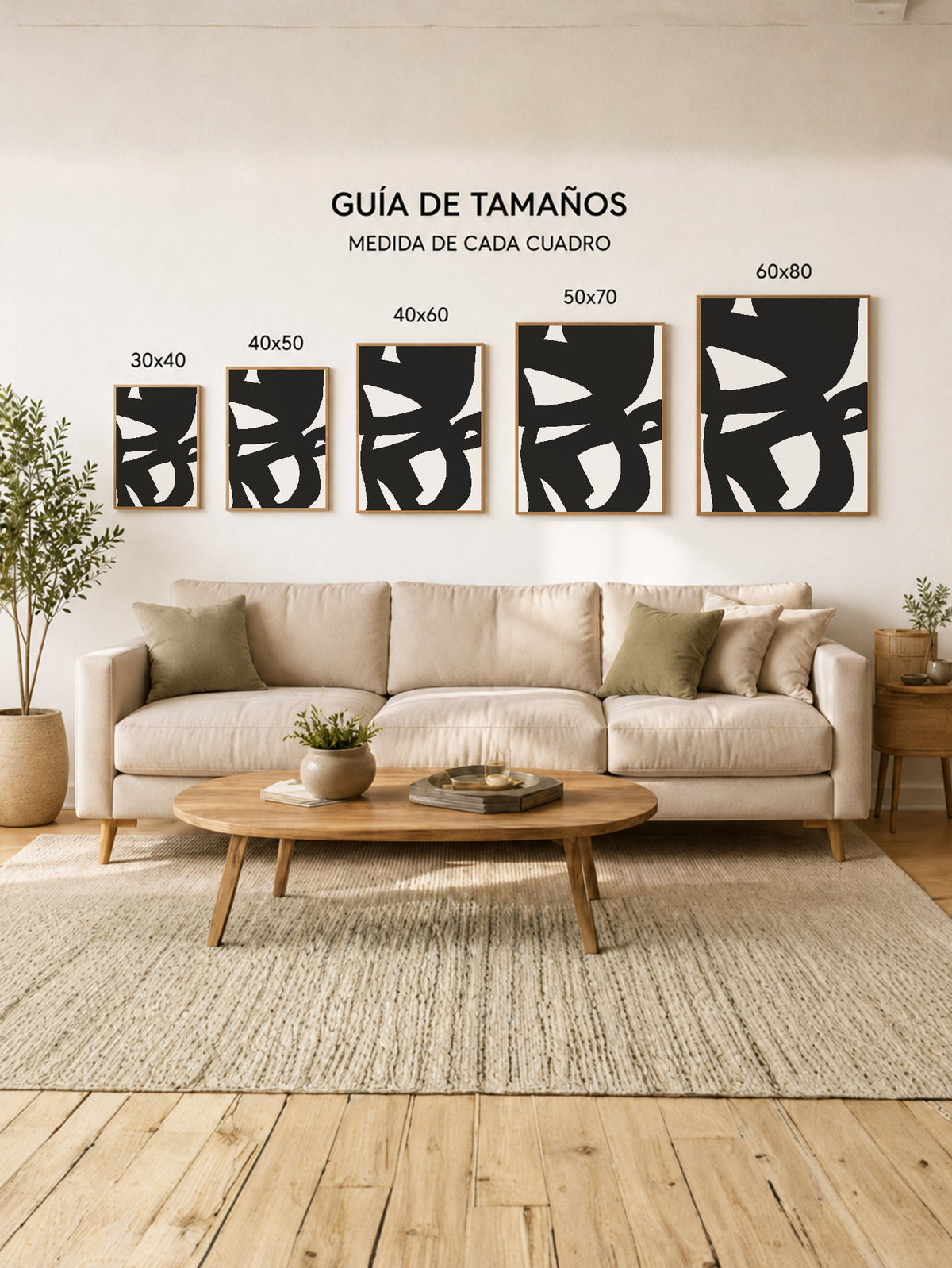 Cuadro Decorativo Abstracto, Formas Negras Orgánicas