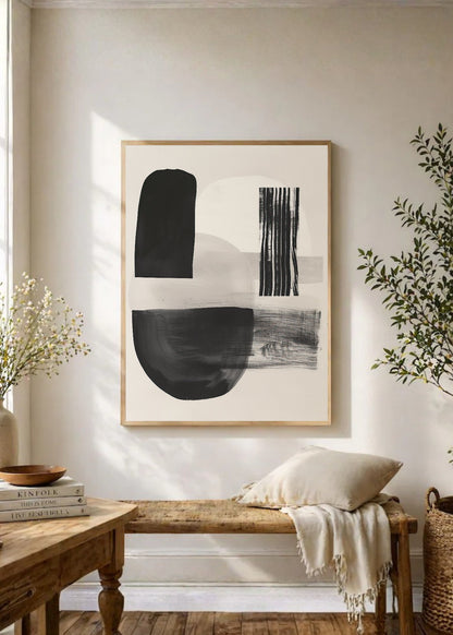 Cuadro Decorativo Abstracto, Formas Rayas Crema