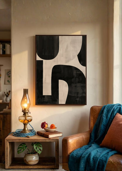Cuadro Decorativo Abstracto, Formas Recortadas Negro