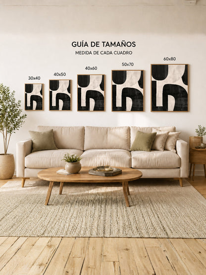Cuadro Decorativo Abstracto, Formas Recortadas Negro