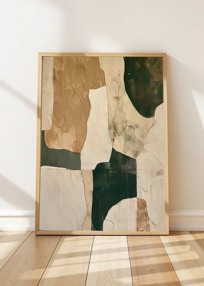 Cuadro Decorativo Abstracto, Formas Verde Beige