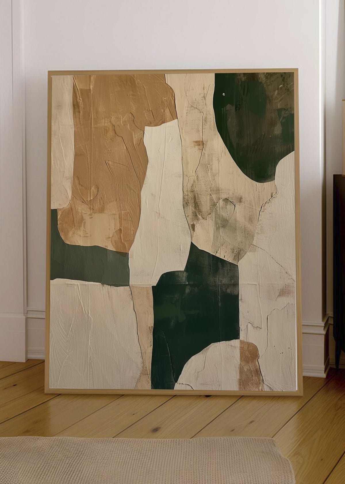 Cuadro Decorativo Abstracto, Formas Verde Beige
