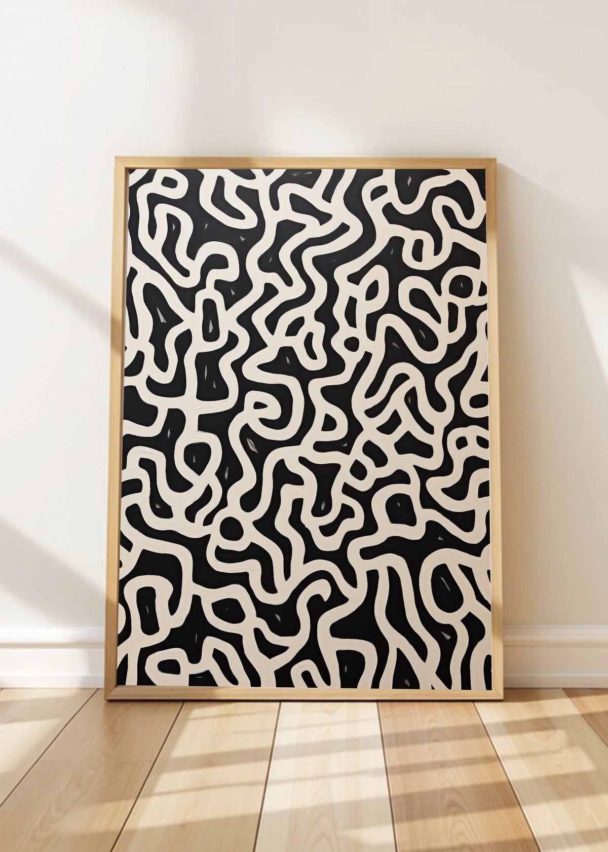 Cuadro Decorativo Abstracto, Garabato Patrón Negro
