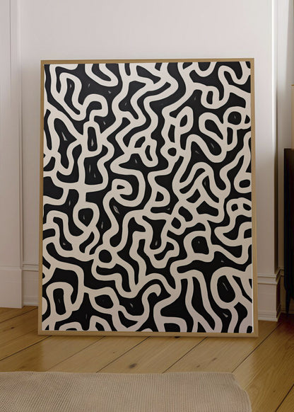 Cuadro Decorativo Abstracto, Garabato Patrón Negro