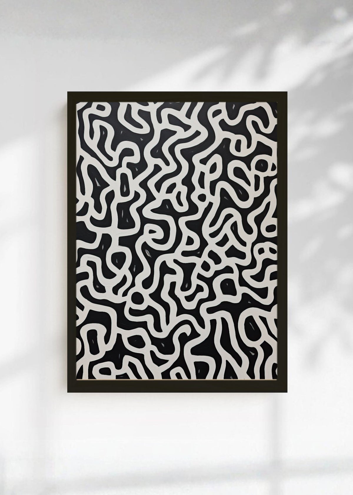 Cuadro Decorativo Abstracto, Garabato Patrón Negro