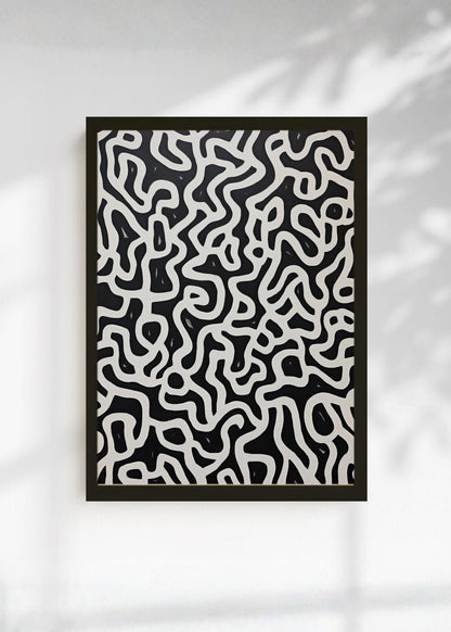 Cuadro Decorativo Abstracto, Garabato Patrón Negro