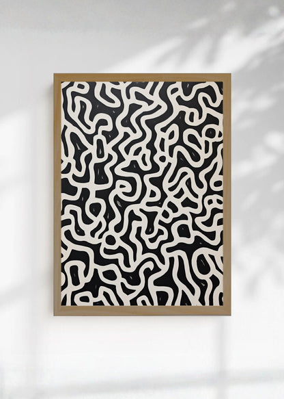 Cuadro Decorativo Abstracto, Garabato Patrón Negro