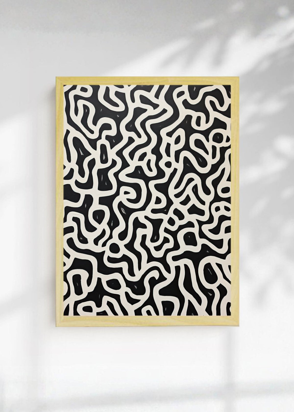 Cuadro Decorativo Abstracto, Garabato Patrón Negro