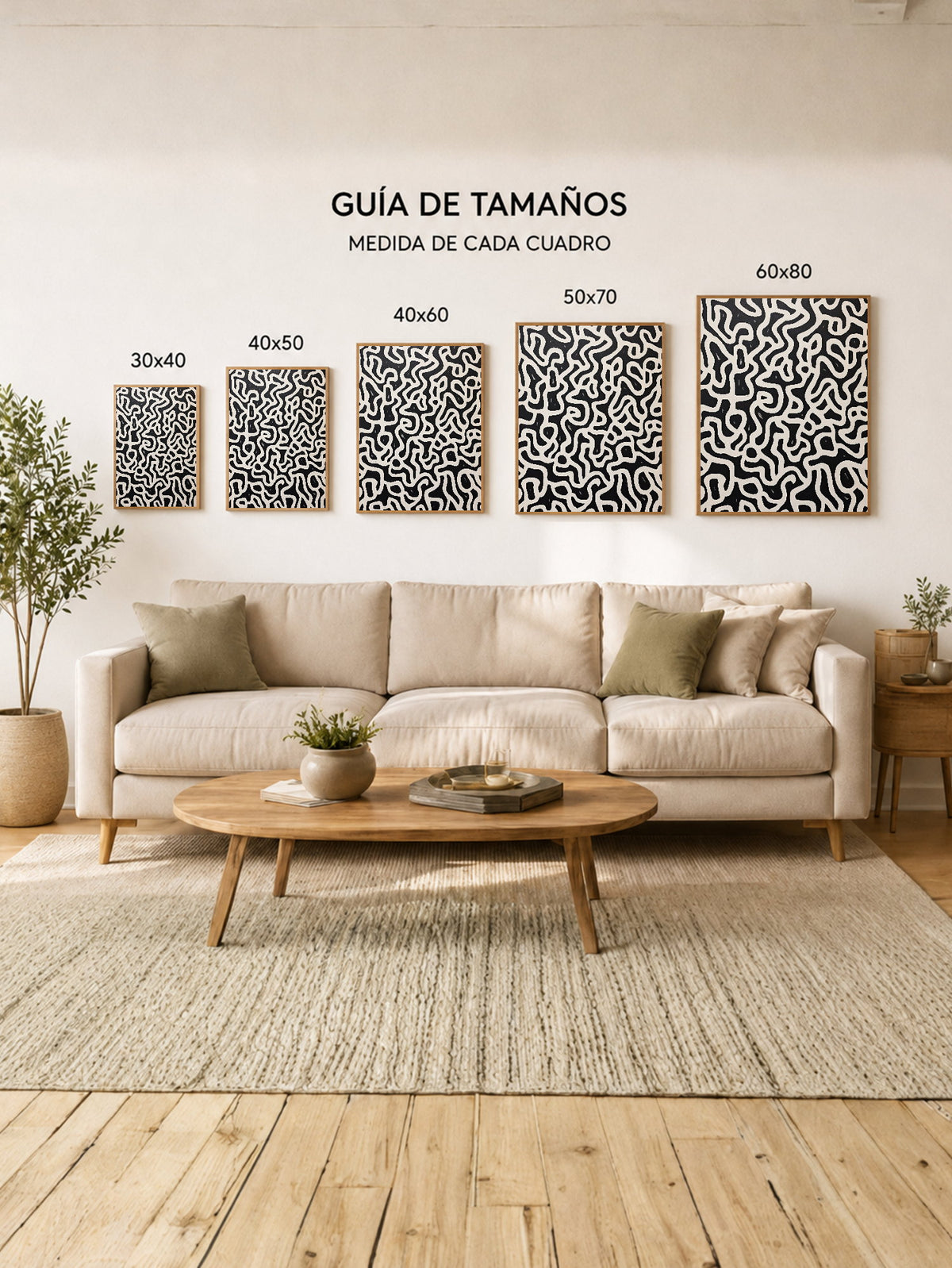 Cuadro Decorativo Abstracto, Garabato Patrón Negro