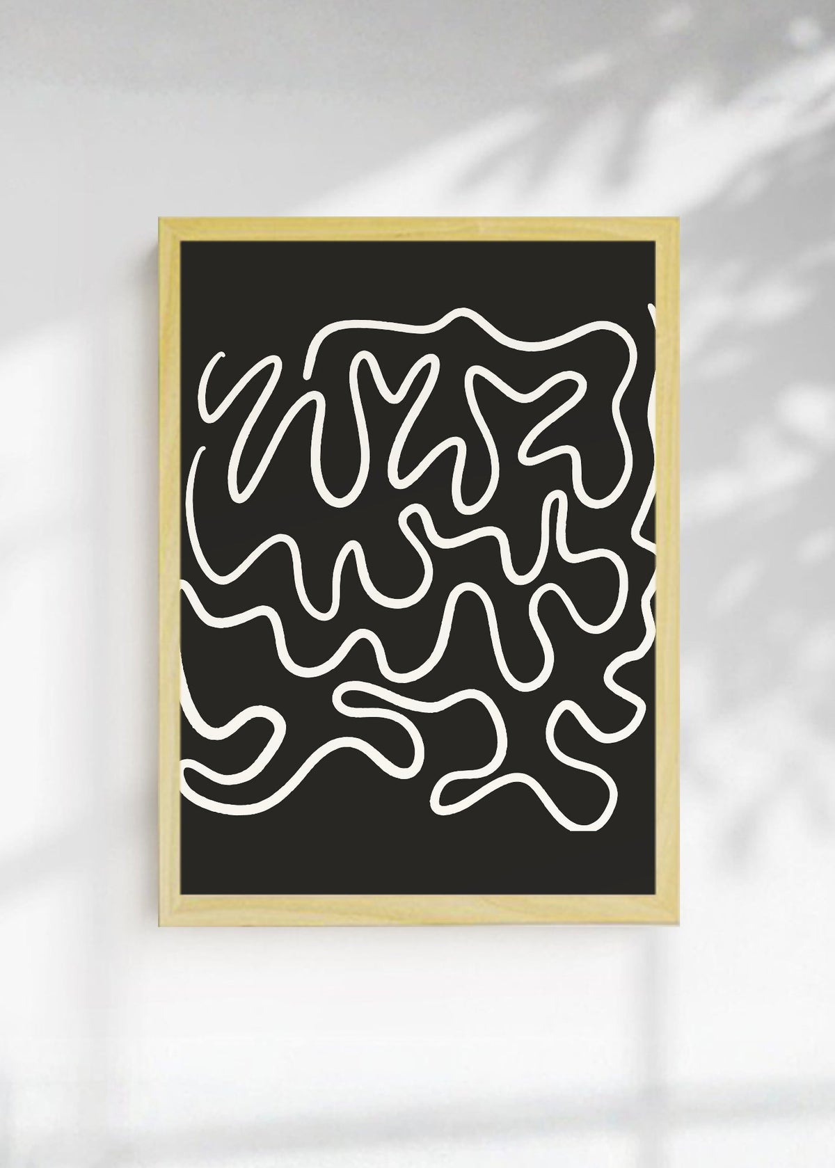 Cuadro Decorativo Abstracto, Garabatos Blanco Fondo Negro
