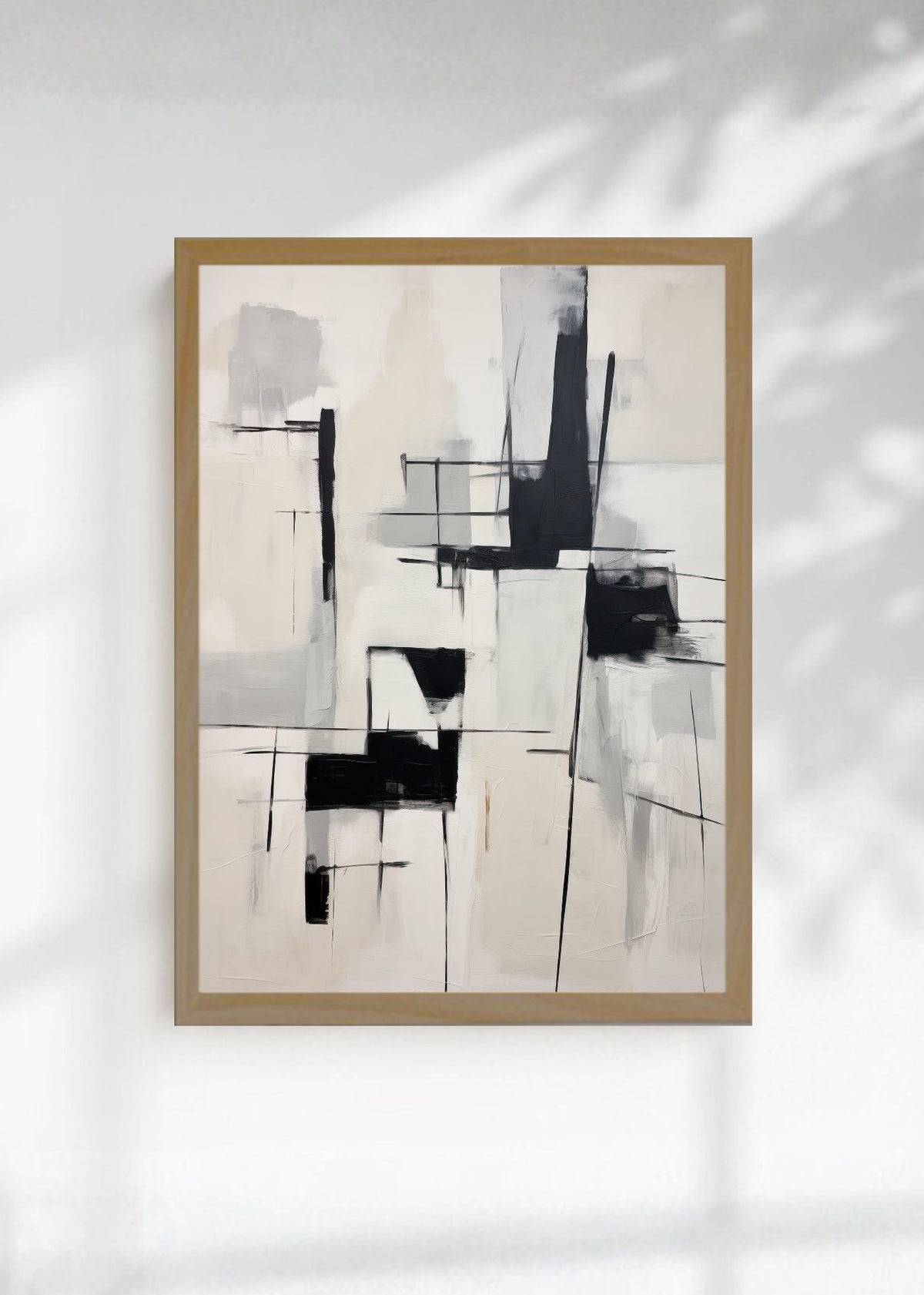 Cuadro Decorativo Abstracto, Geométrico Blanco Negro