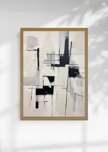 Cuadro Decorativo Abstracto, Geométrico Blanco Negro