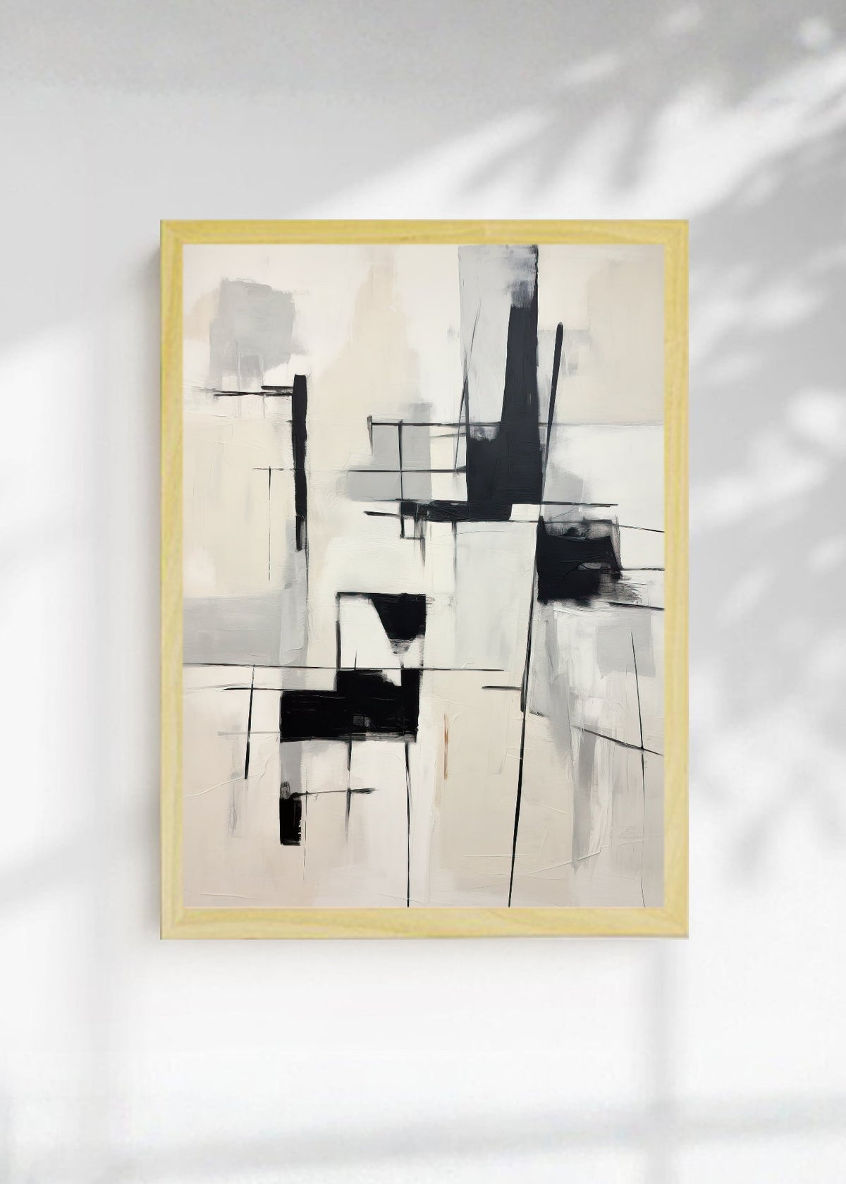 Cuadro Decorativo Abstracto, Geométrico Blanco Negro