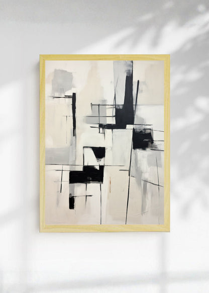 Cuadro Decorativo Abstracto, Geométrico Blanco Negro