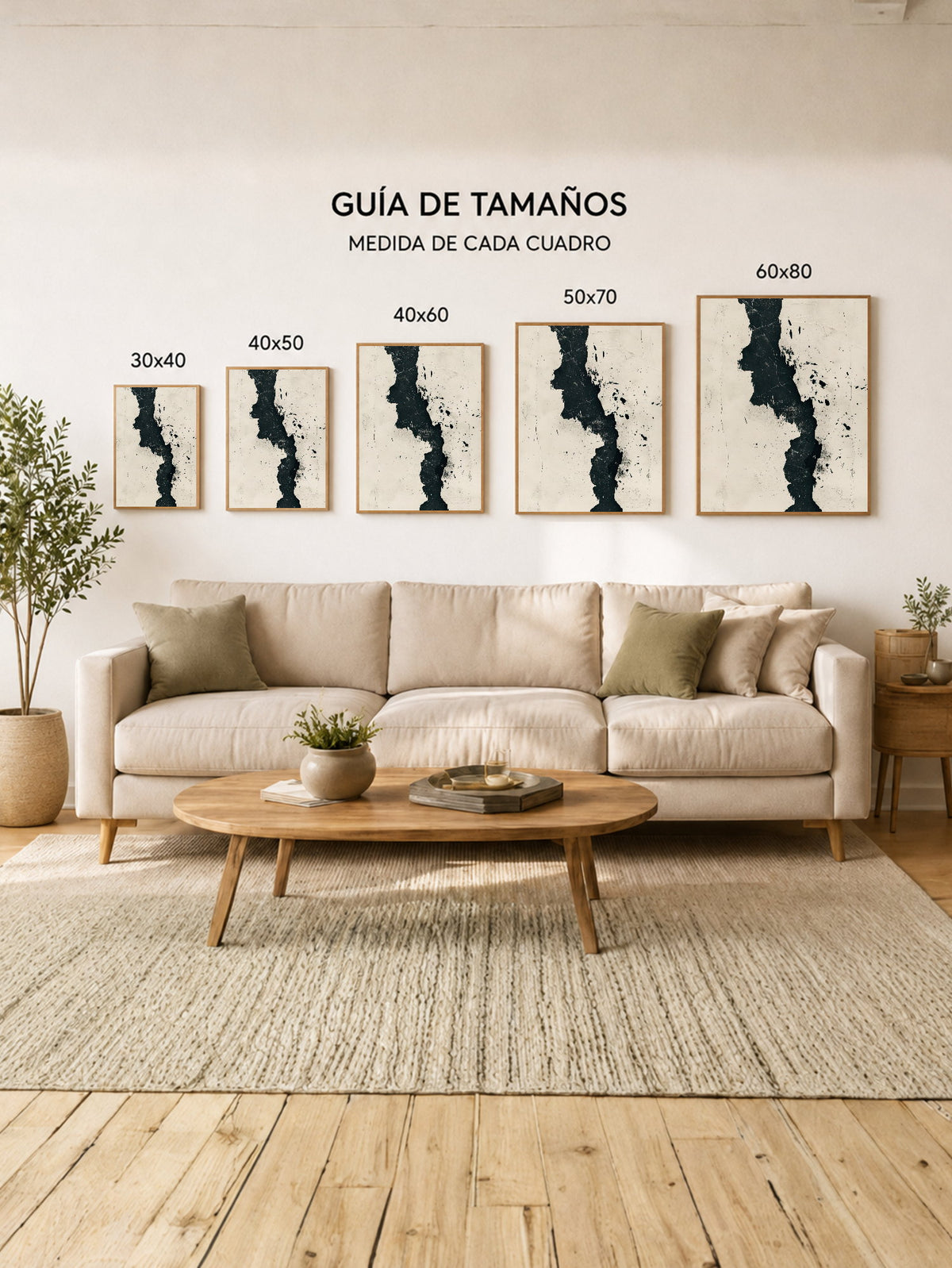 Cuadro Decorativo Abstracto, Grieta Oscura Crema