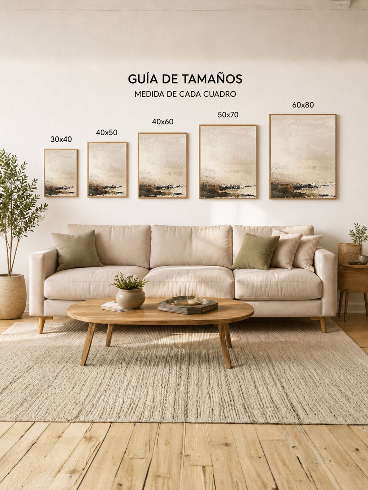 Cuadro Decorativo Abstracto, Horizonte Beige Marrón