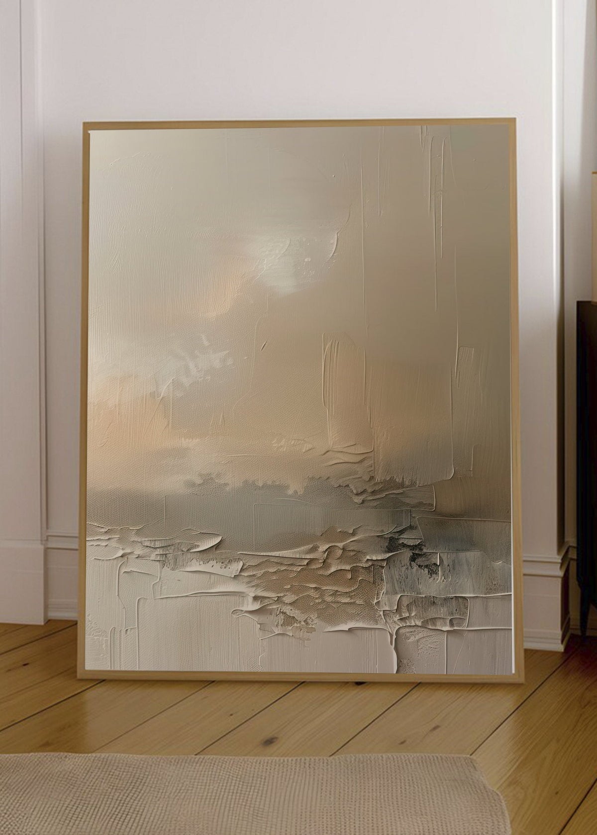 Cuadro Decorativo Abstracto, Horizonte Textura Crema