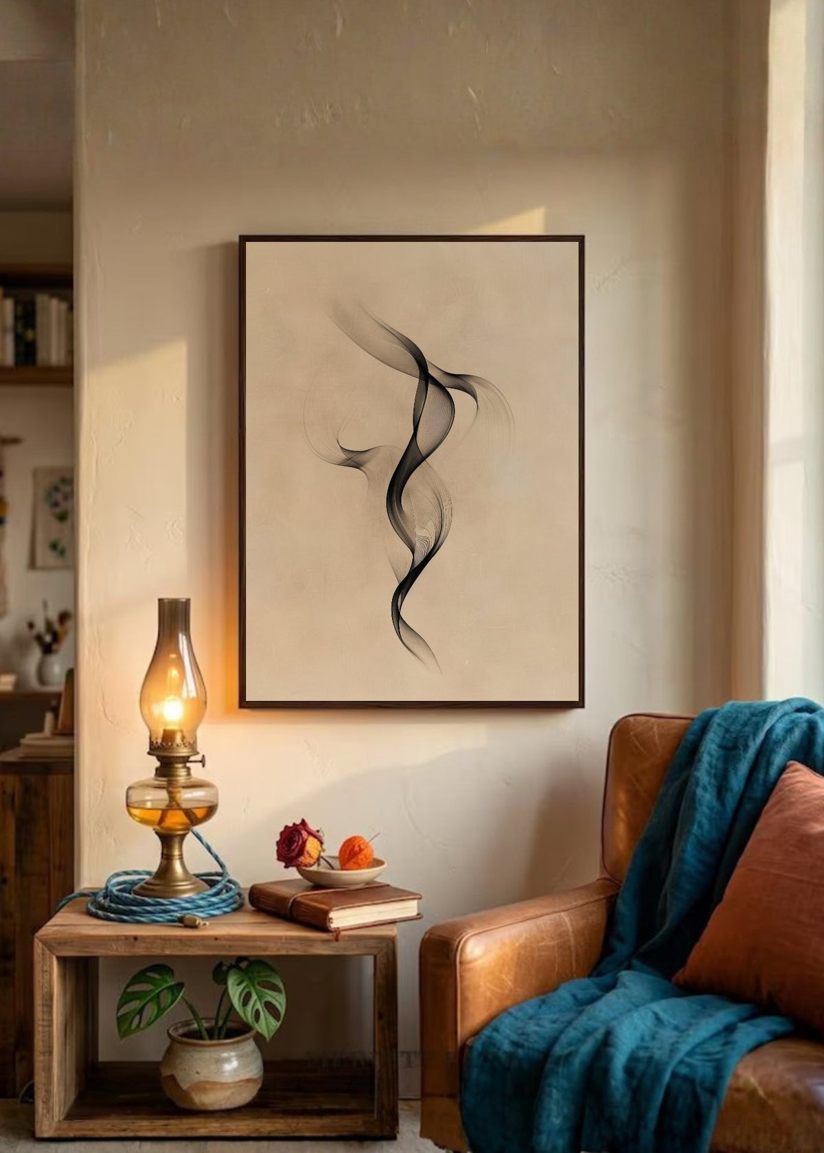 Cuadro Decorativo Abstracto, Humo Fino Beige