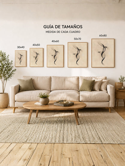 Cuadro Decorativo Abstracto, Humo Fino Beige