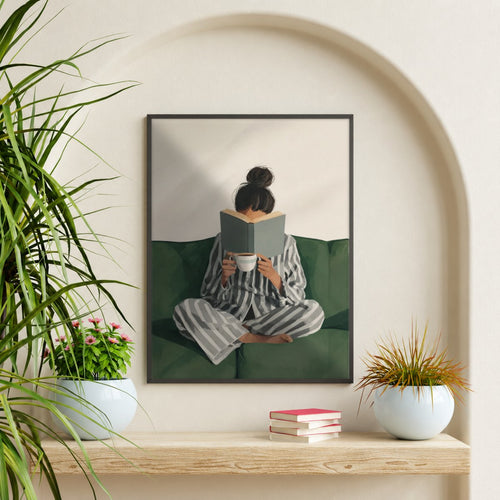 Cuadro Decorativo Abstractos, Ilustraciones Modernas Mujer Lectora