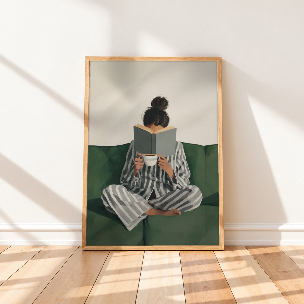 Cuadro Decorativo Abstractos, Ilustraciones Modernas Mujer Lectora