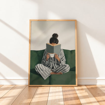 Cuadro Decorativo Abstractos, Ilustraciones Modernas Mujer Lectora