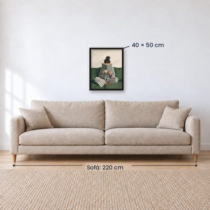 Cuadro Decorativo Abstractos, Ilustraciones Modernas Mujer Lectora
