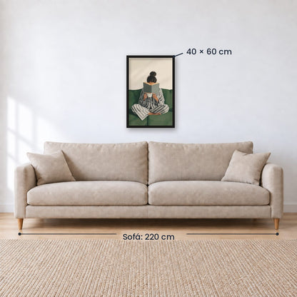 Cuadro Decorativo Abstractos, Ilustraciones Modernas Mujer Lectora