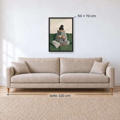 Cuadro Decorativo Abstractos, Ilustraciones Modernas Mujer Lectora