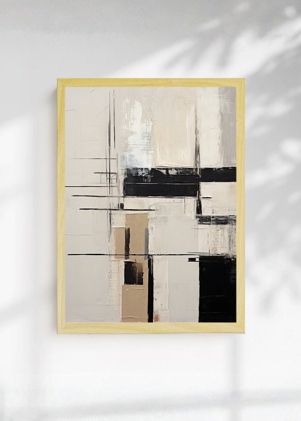 Cuadro Decorativo Abstracto, Líneas Bloques Beige