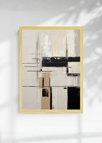 Cuadro Decorativo Abstracto, Líneas Bloques Beige