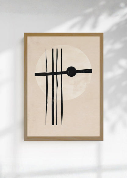 Cuadro Decorativo Abstracto, Líneas Círculo Beige