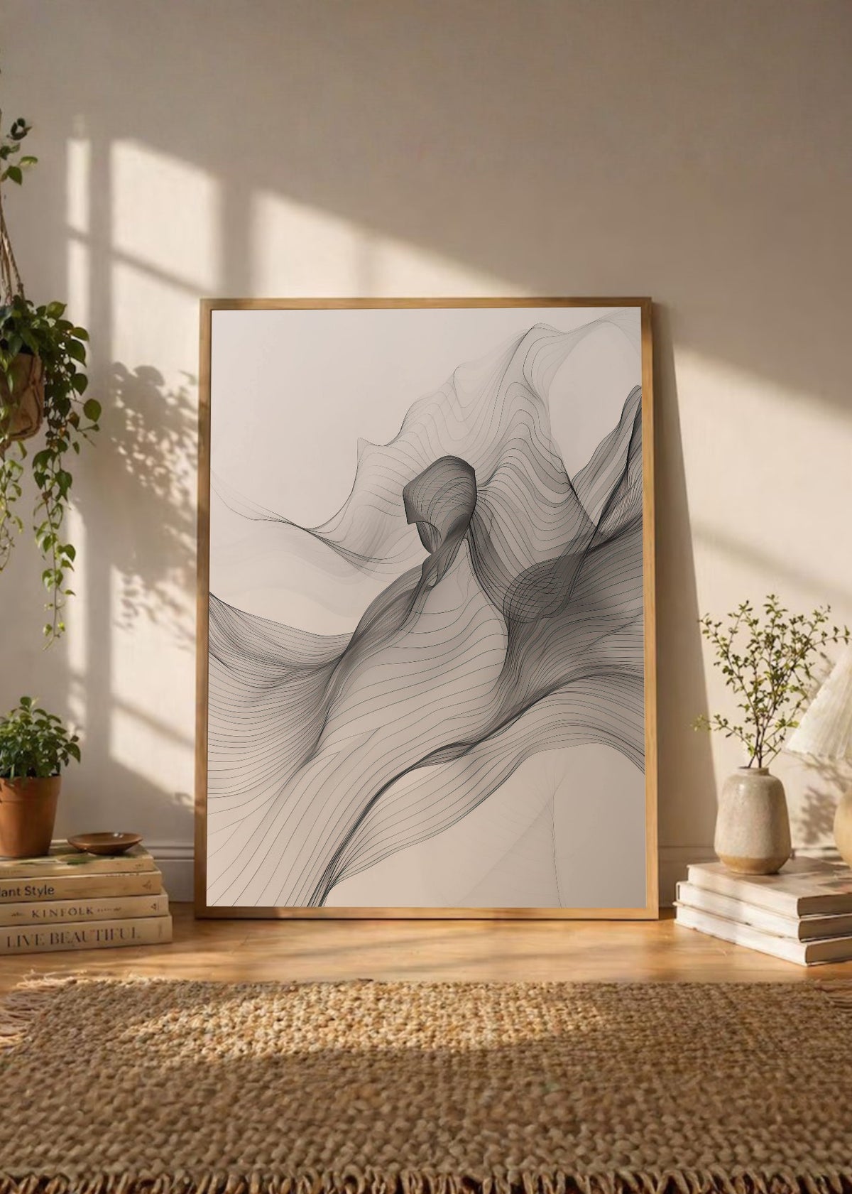 Cuadro Decorativo Abstracto, Malla Fina Gris