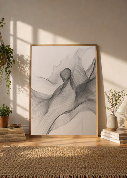 Cuadro Decorativo Abstracto, Malla Fina Gris