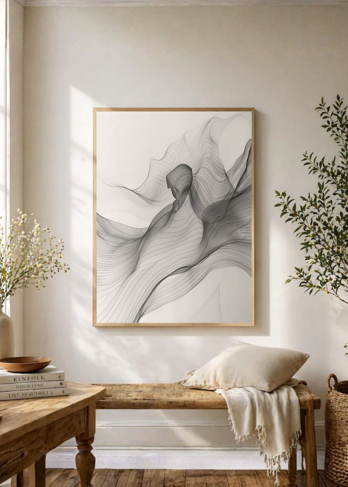 Cuadro Decorativo Abstracto, Malla Fina Gris