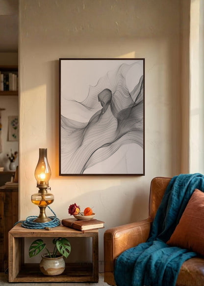 Cuadro Decorativo Abstracto, Malla Fina Gris