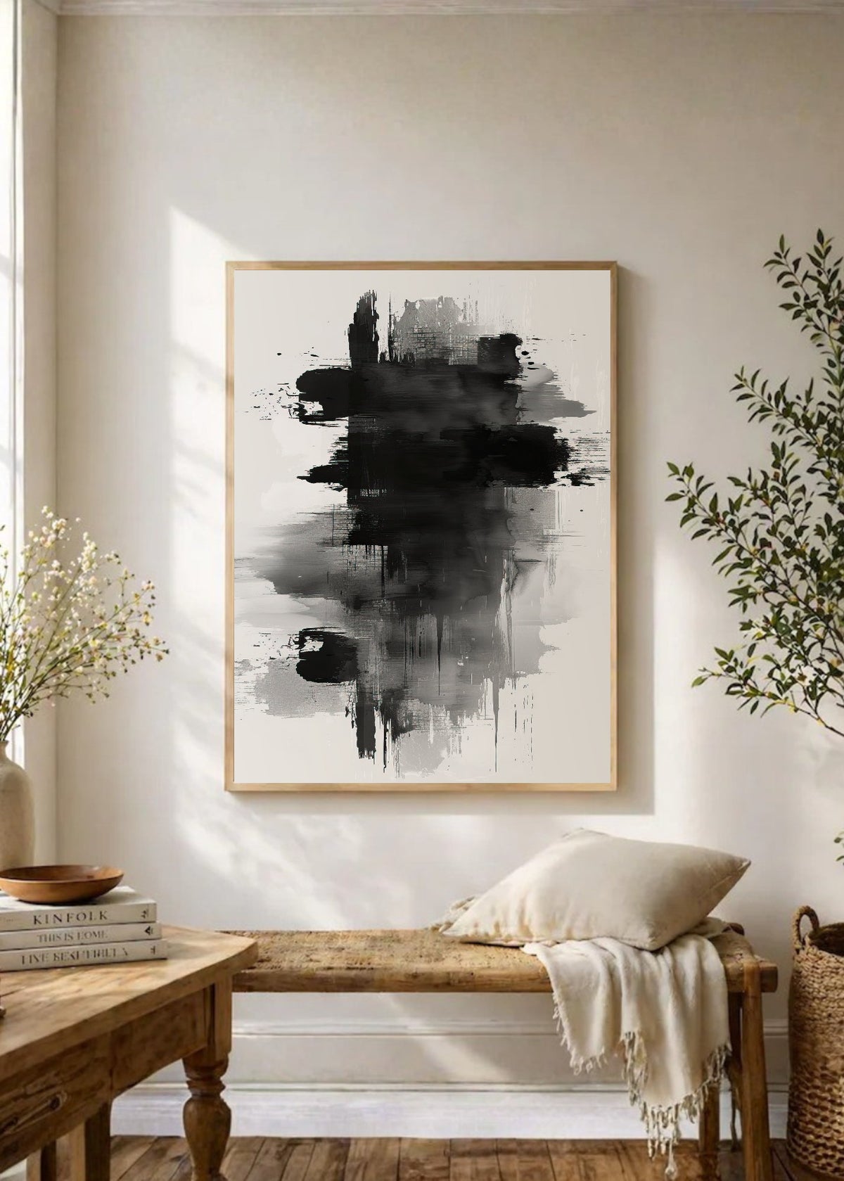 Cuadro Decorativo Abstracto, Mancha Tinta Gris